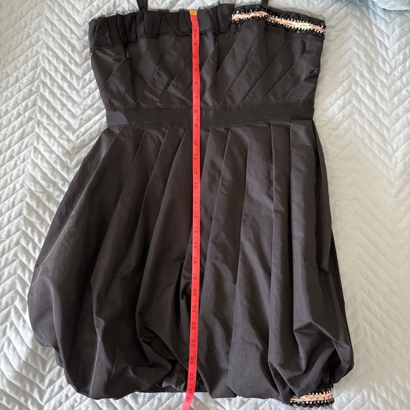 BCBG Black Strapless Beaded Bubble Hem Dress Sz 8 - Picture 7 of 7